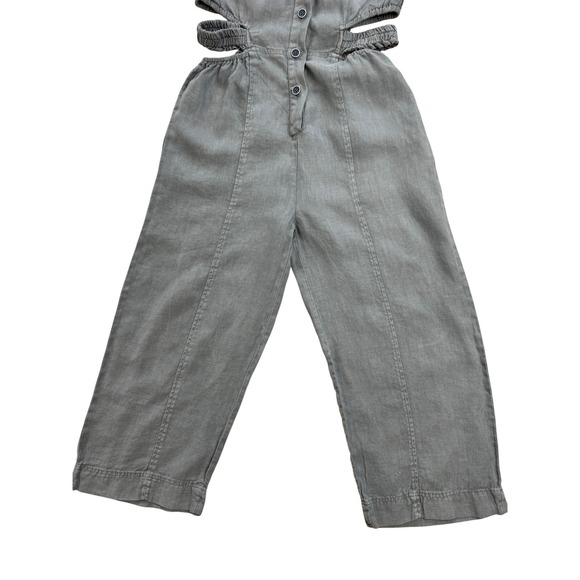 Zara Kids Girls Blue Grey 100% Linen Cut Out Sleeveless Jumpsuit Size 10 140 - Picture 2 of 10